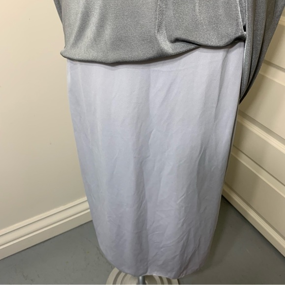 VINTAGE Silver Gray Maxi Dress Halter Straps Metallic Cinched Festive Gown XS/S - Picture 8 of 11